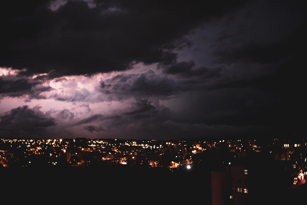 cityscape at night time