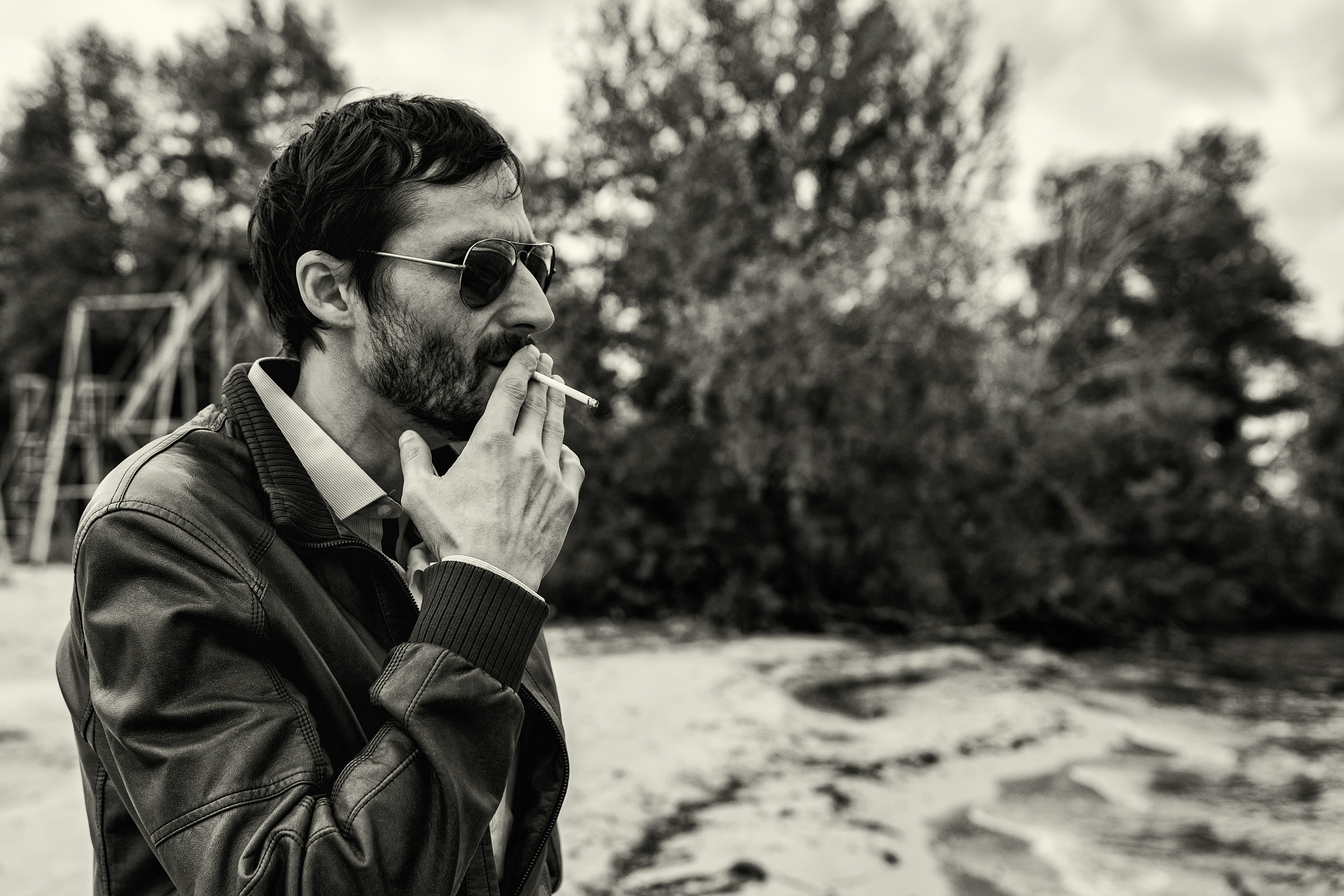 man smoking photograph
