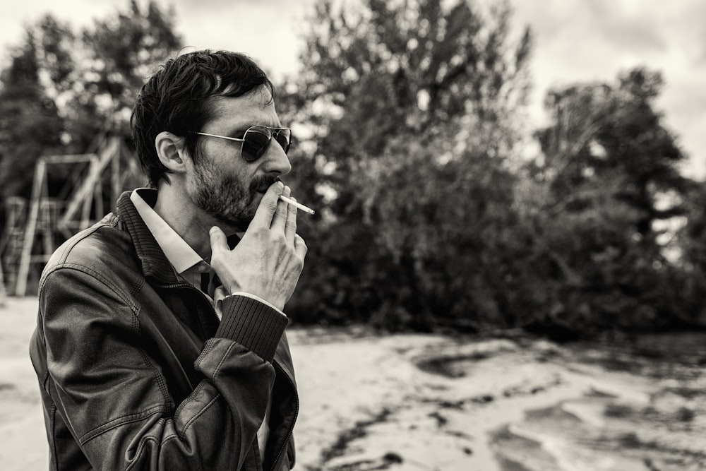 man smoking photograph