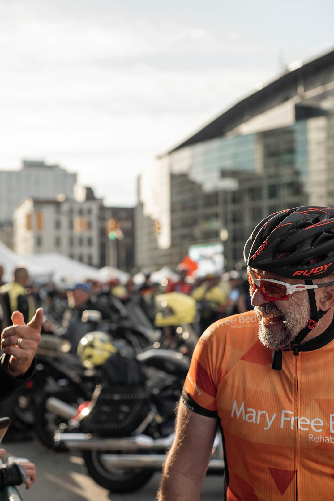 smiling man wearing helmet