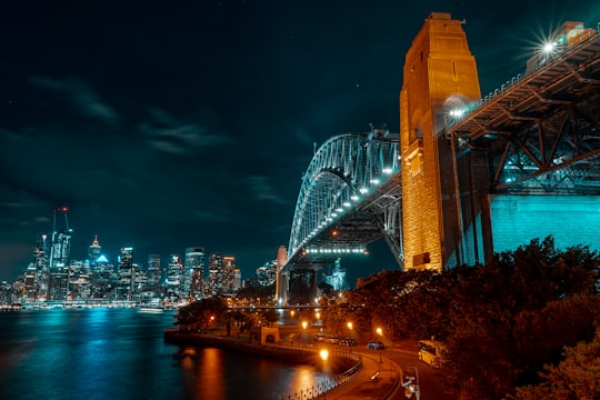 low-angle photograph of concrete and metal bridge at nightr in Bradfield Park Australia