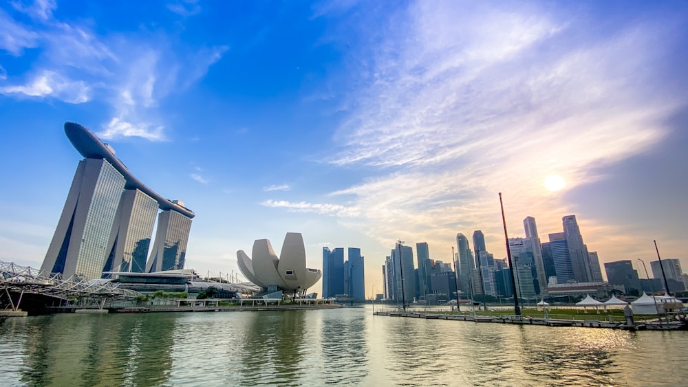 city of Singapore under cloudy sky