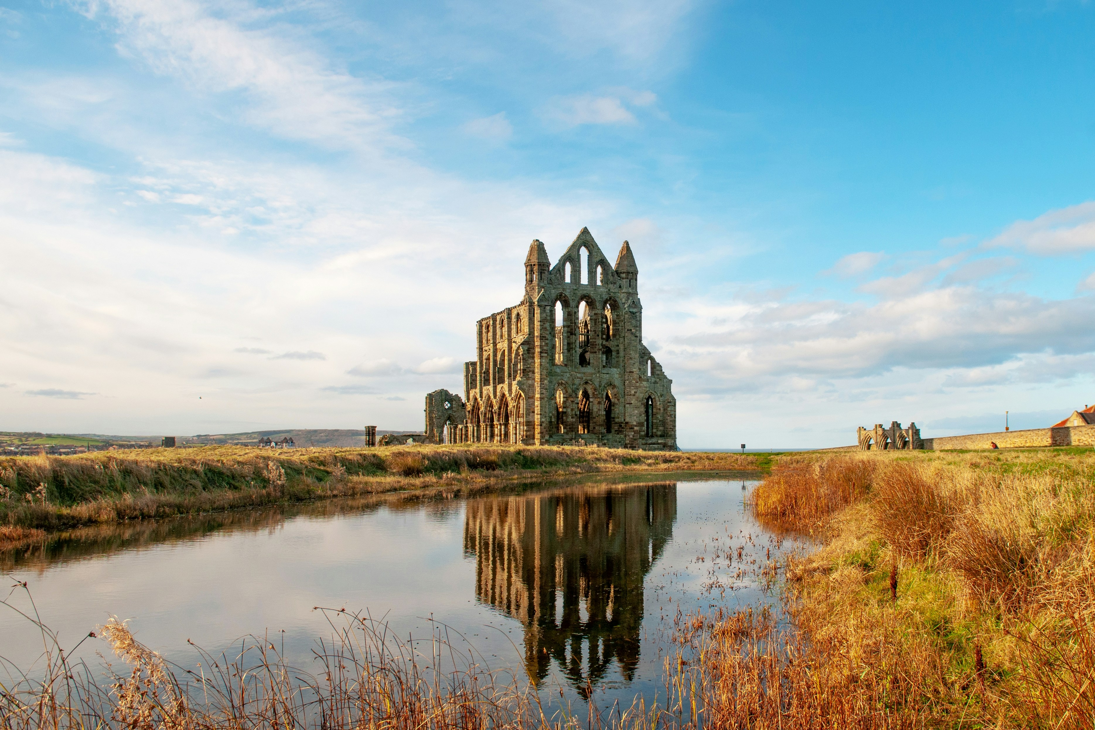 Whitby Abbey in England under white and blue sky photo – Free Nature ...