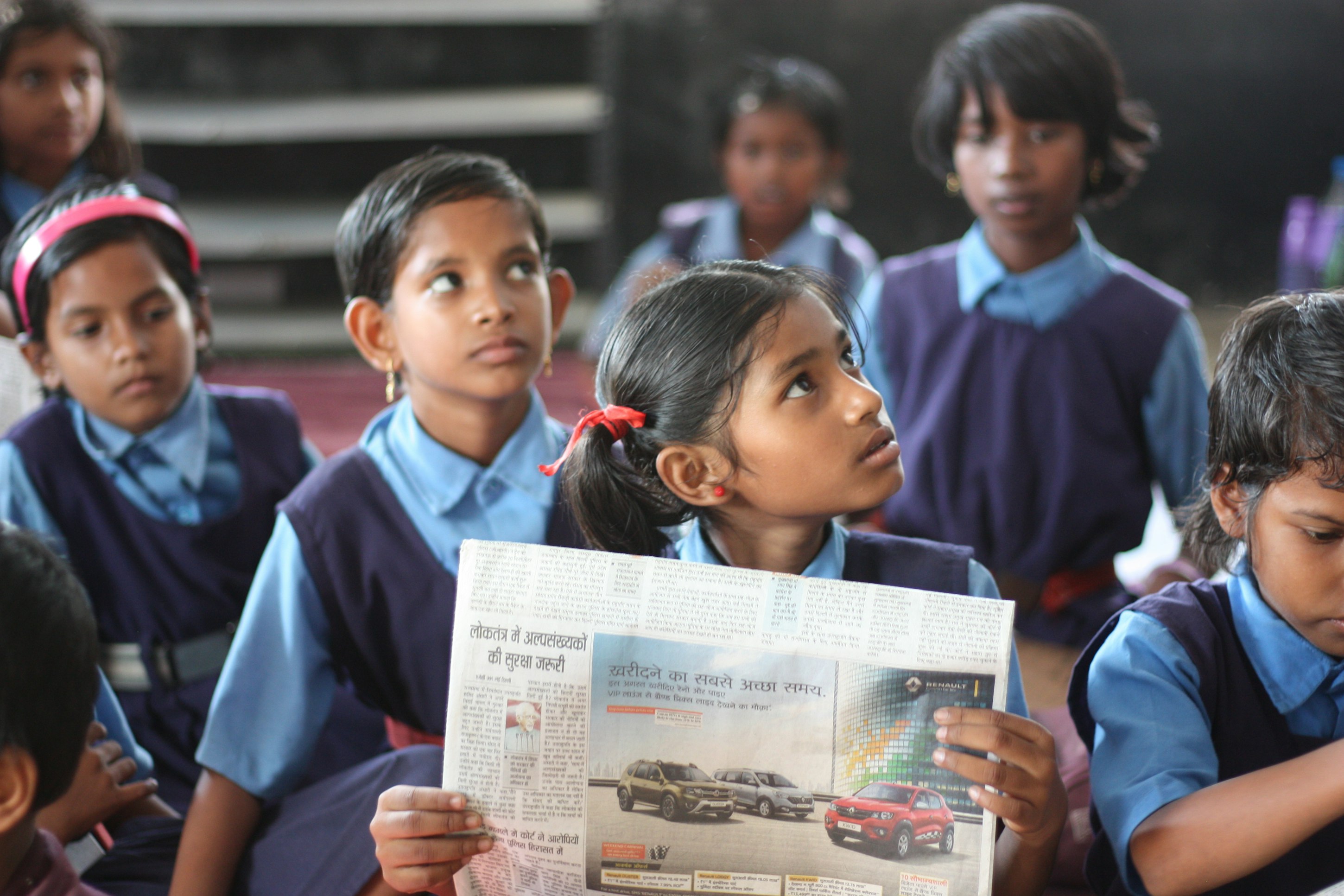 Indian village girl students in classroom