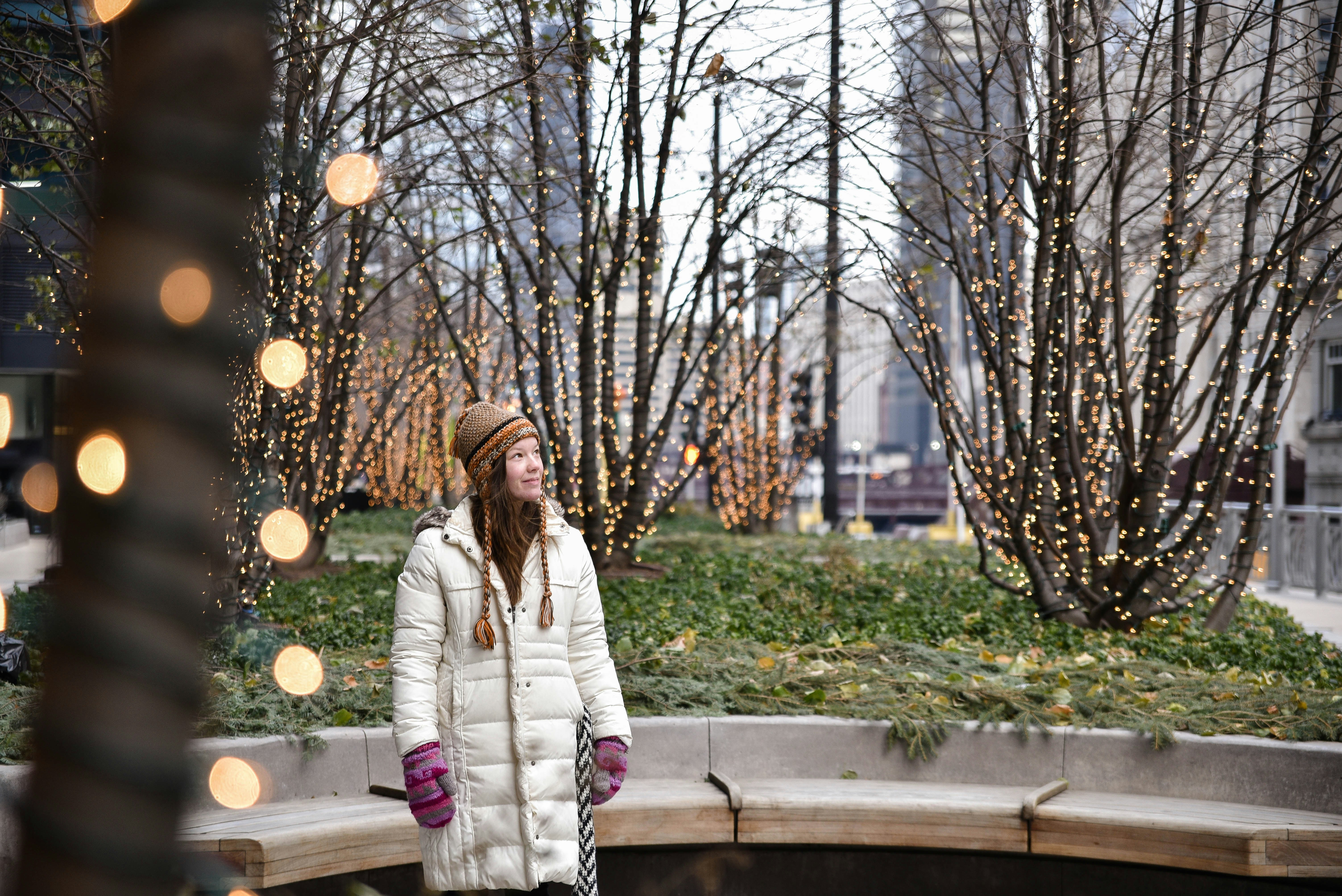 woman wearing white coat