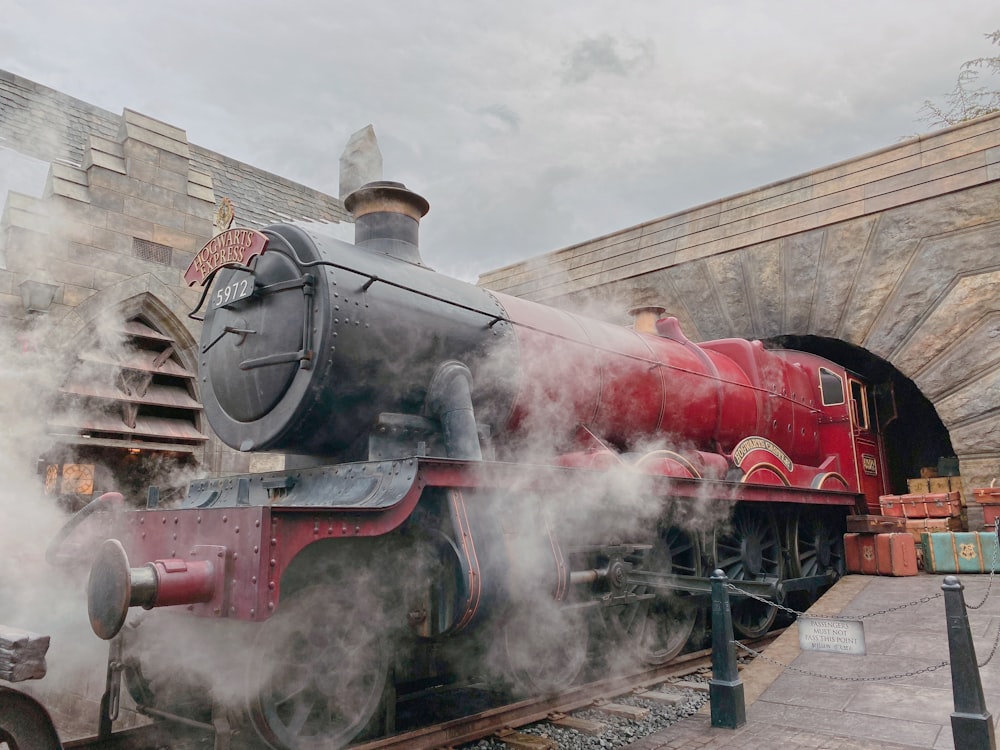 red and black charcoal train