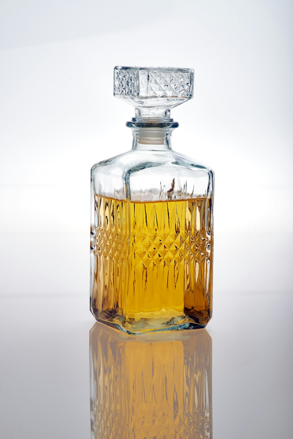 clear whiskey bottle