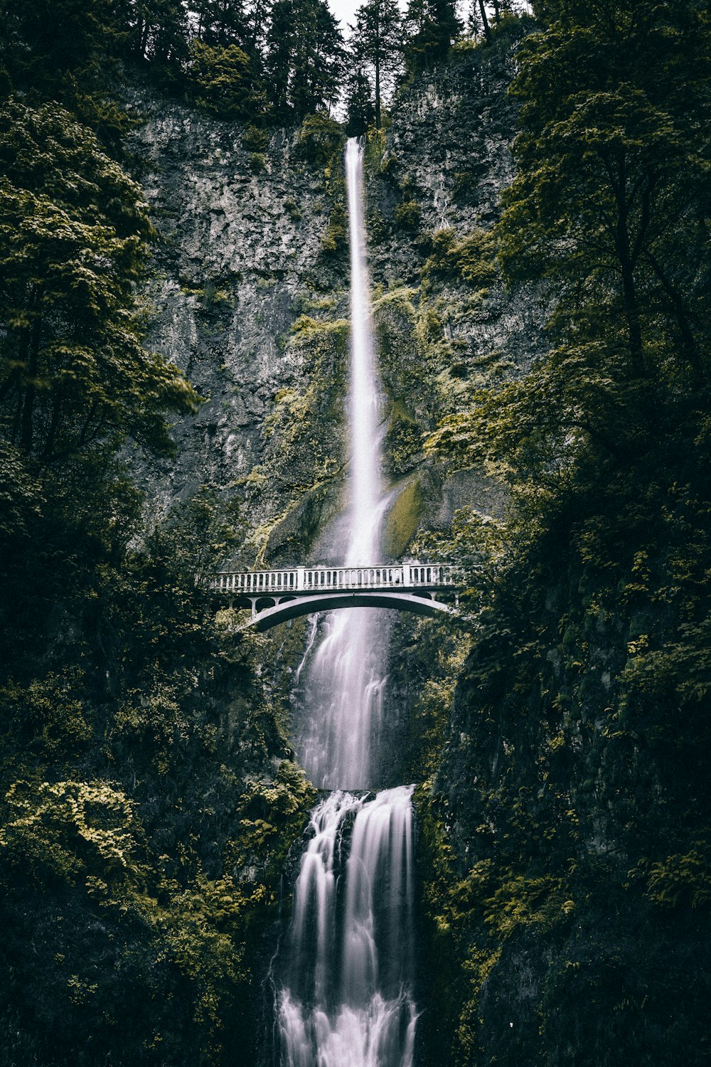 long-exposure photography of waterfalls