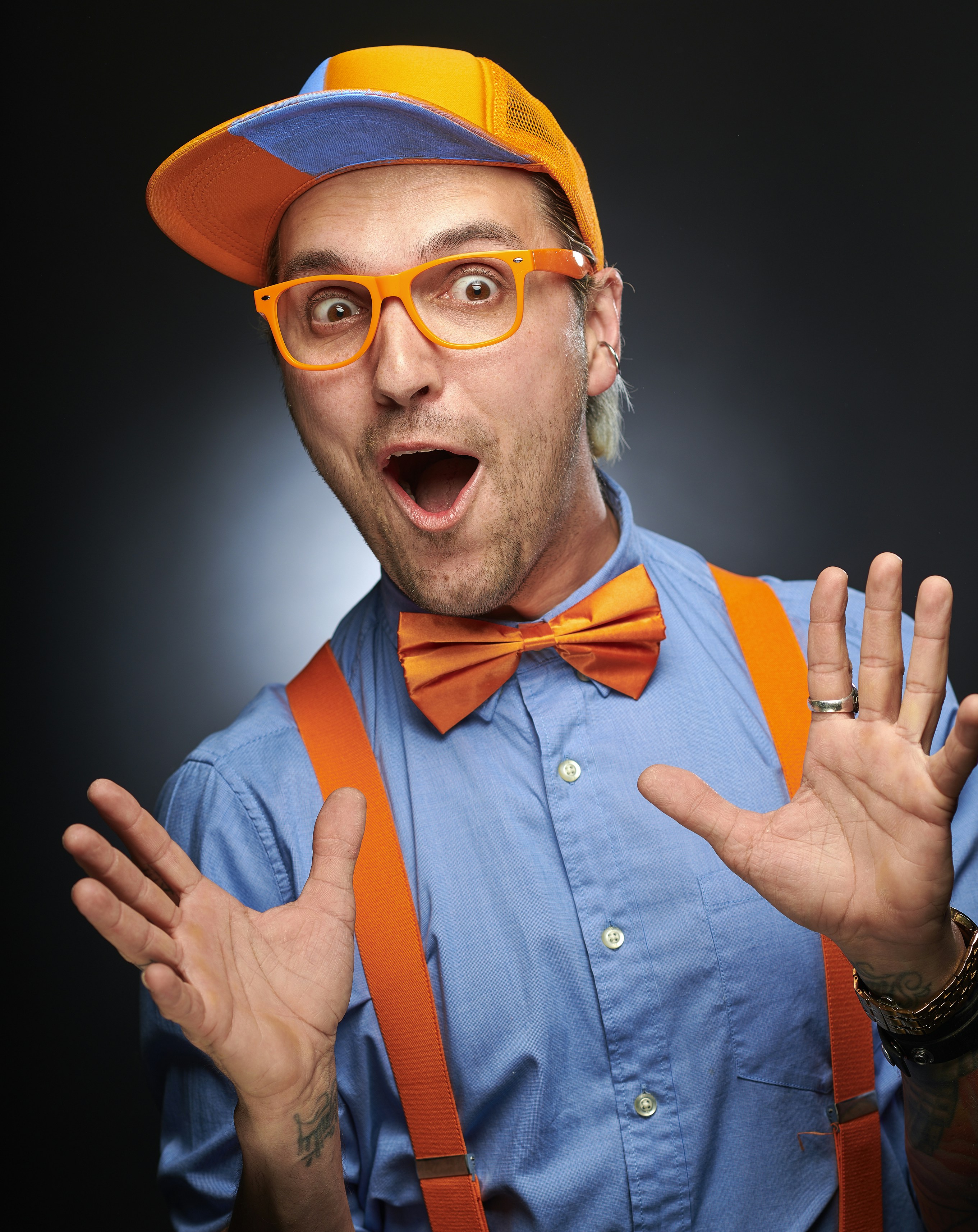Man wearing blue dress shirt and orange suspender photo  Free Human Image  on Unsplash