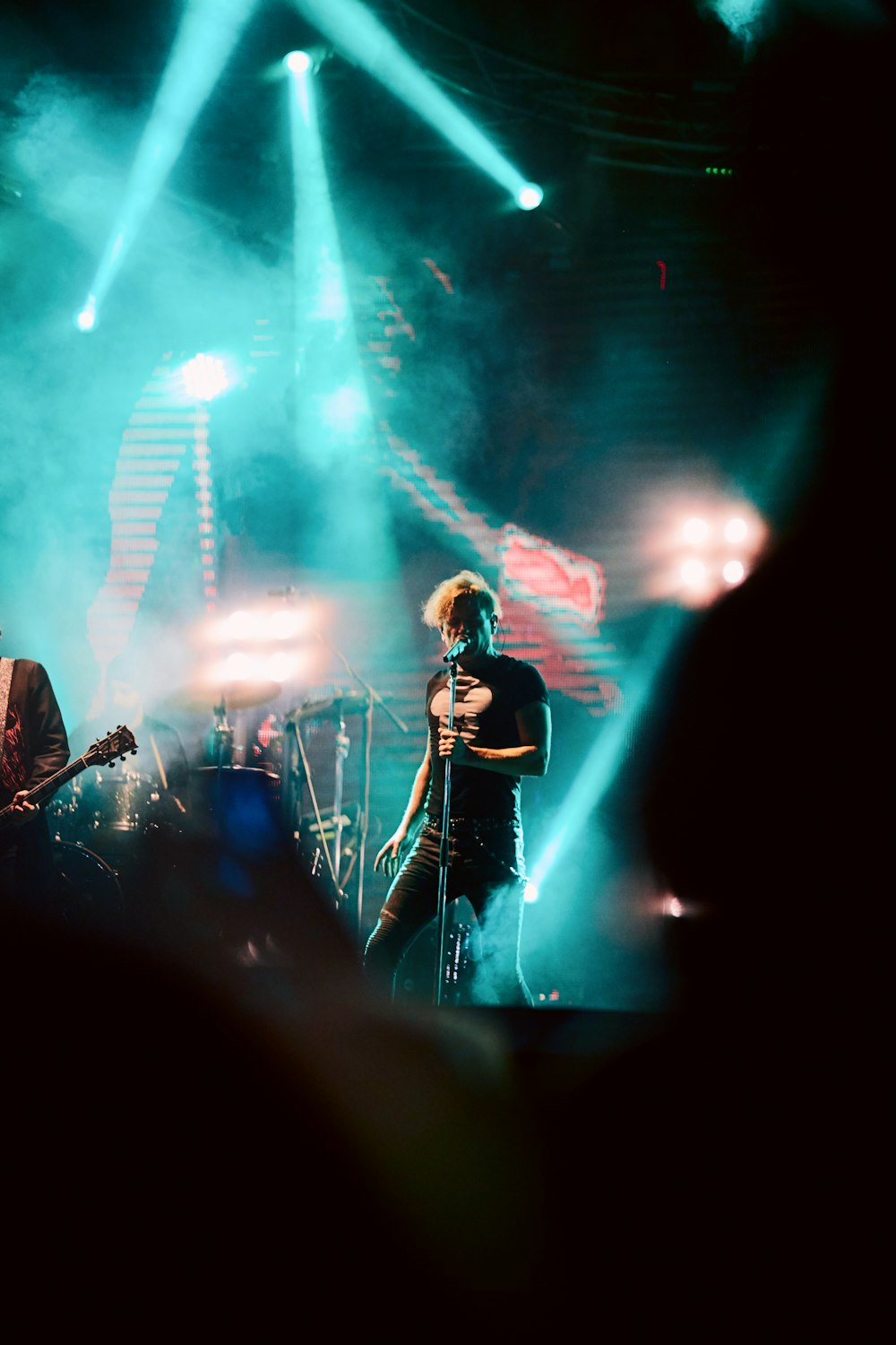 vocalist performs on stage