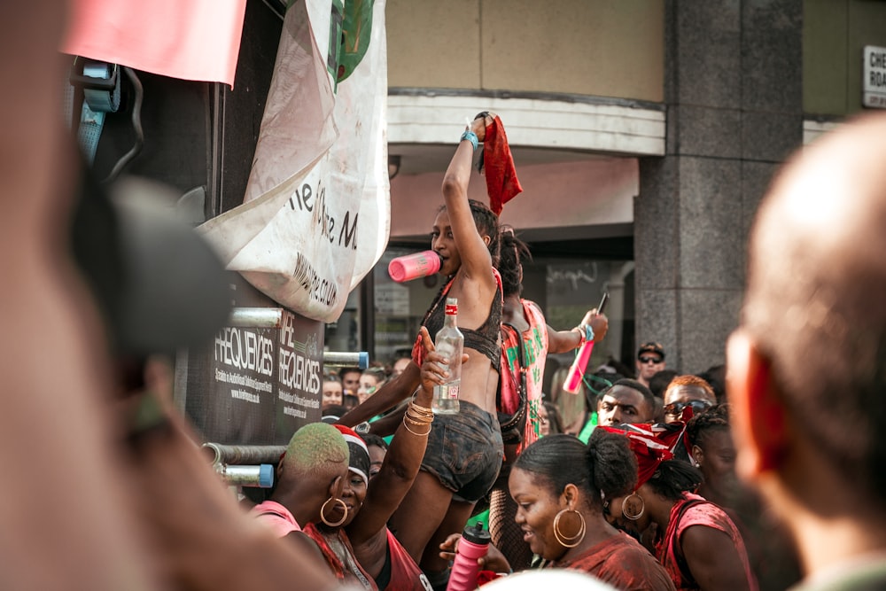 women protesting on street