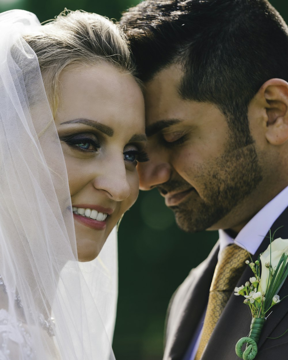 selective focus photography of wedding couple