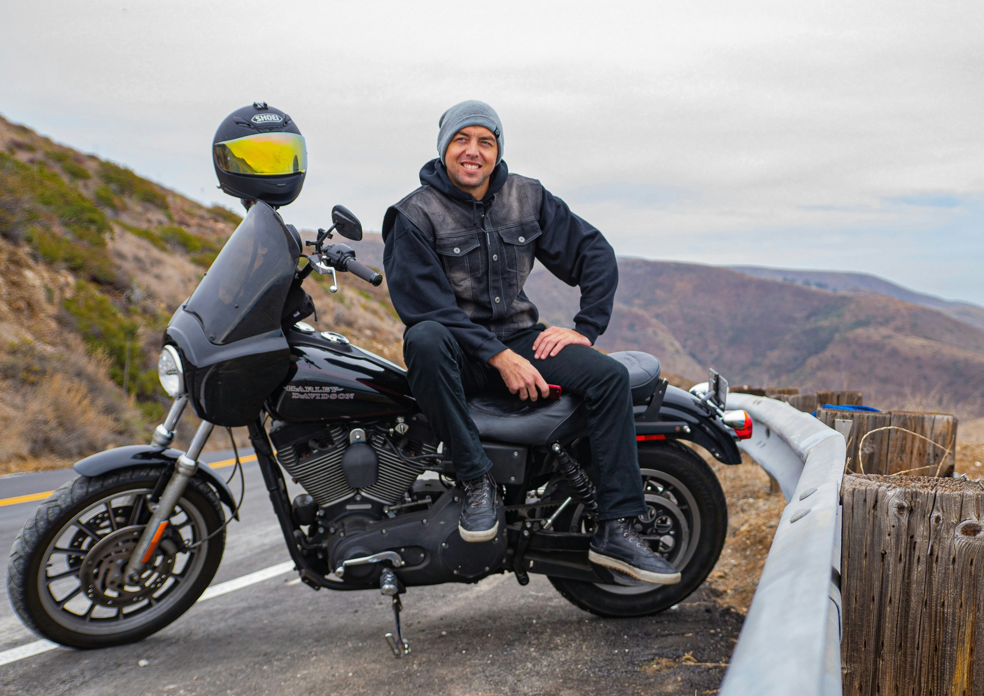 man riding motorcycle