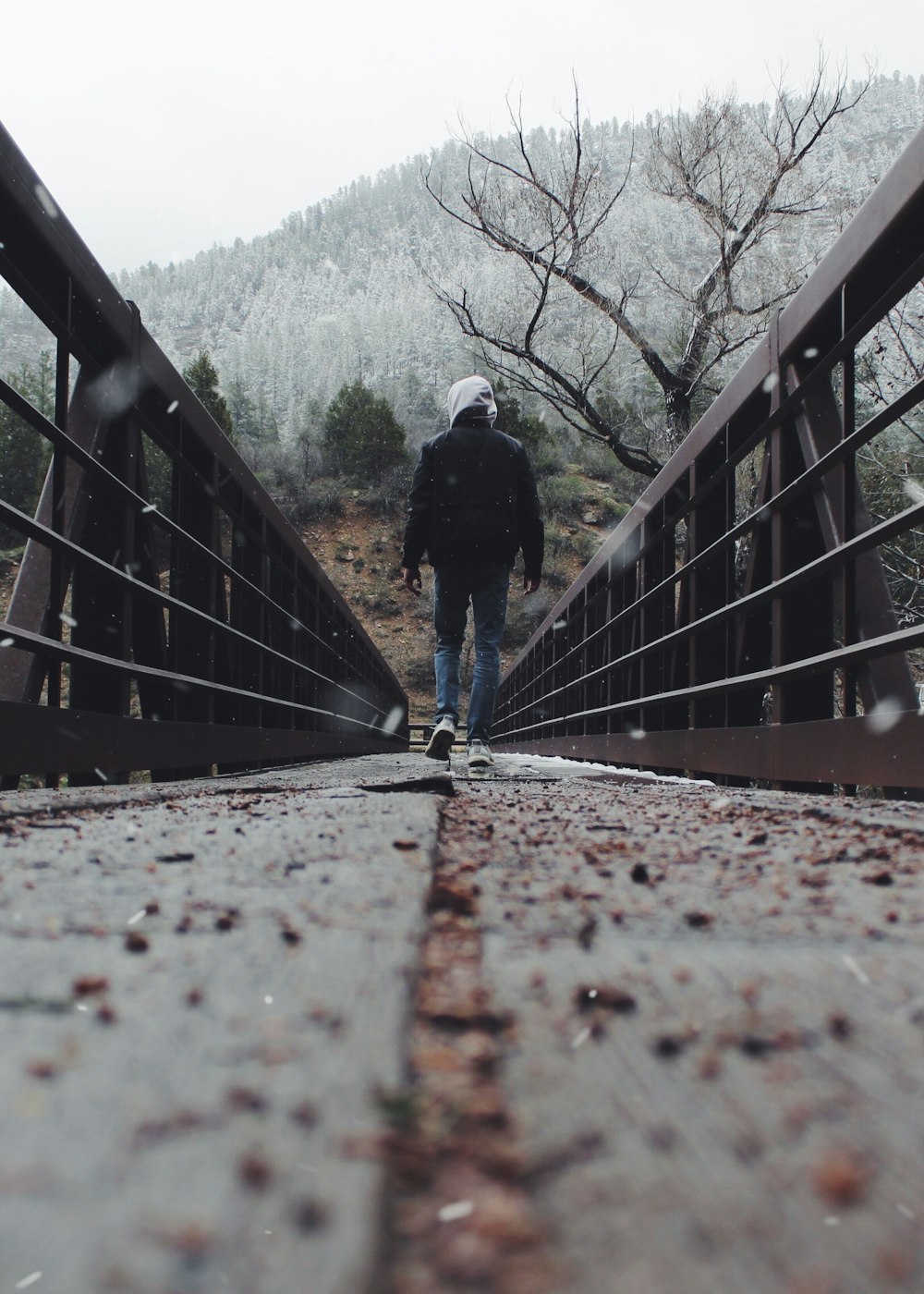 person walking on bridge during daytime