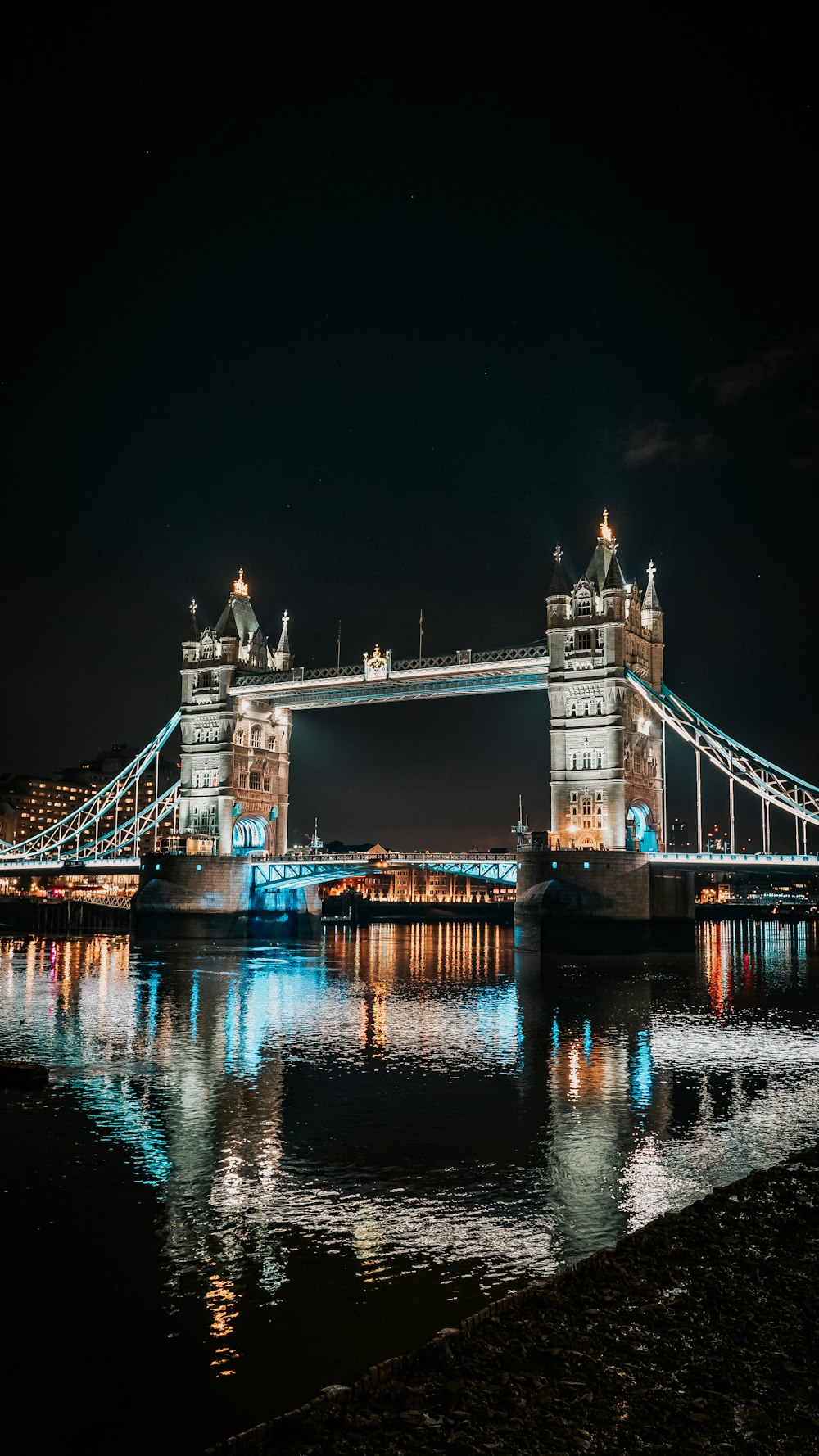 lighted bridge during nighttiem