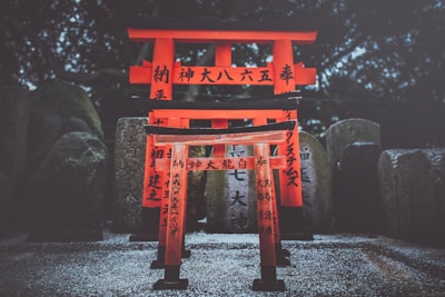 red torii gate luck zoom background