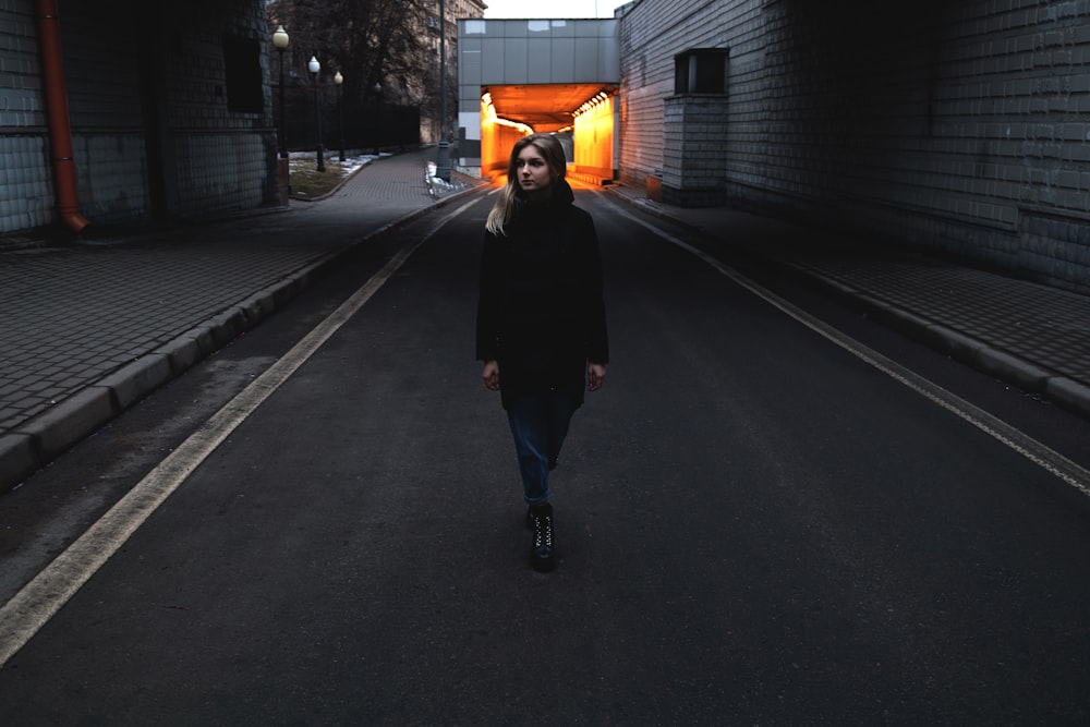 woman in black jacket