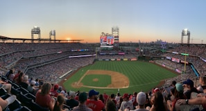 A classic MLB game with a packed stadium.