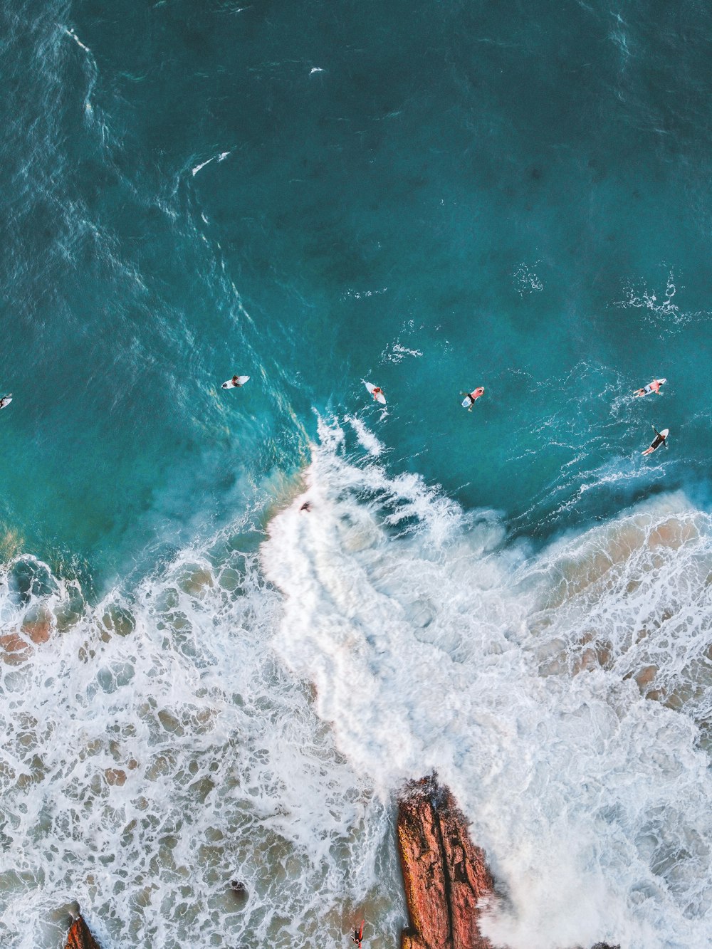 aerial view of sea waves