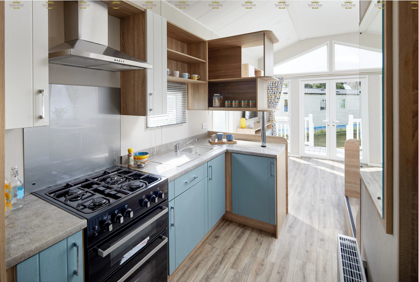 Gas cooking range in a residential kitchen ready for routine cleaning