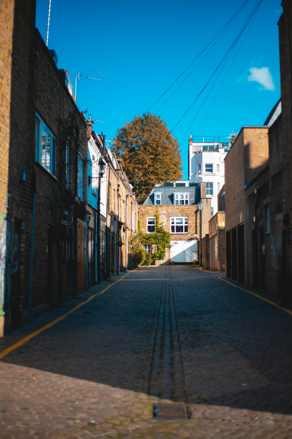 empty street between concrete buildings during daytime