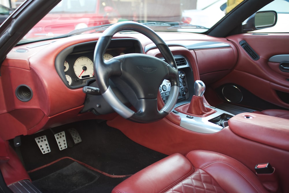 black and red bmw car interior