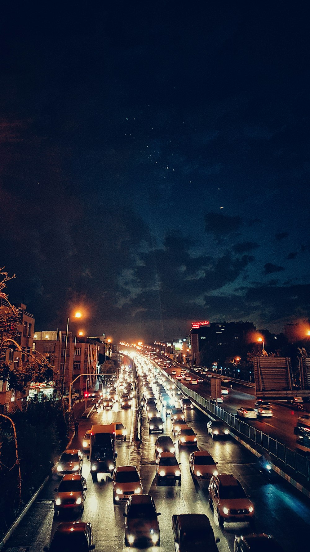 cars on road during night time