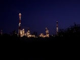 A panoramic view of Hisar Grup’s industrial facility illuminated during evening hours