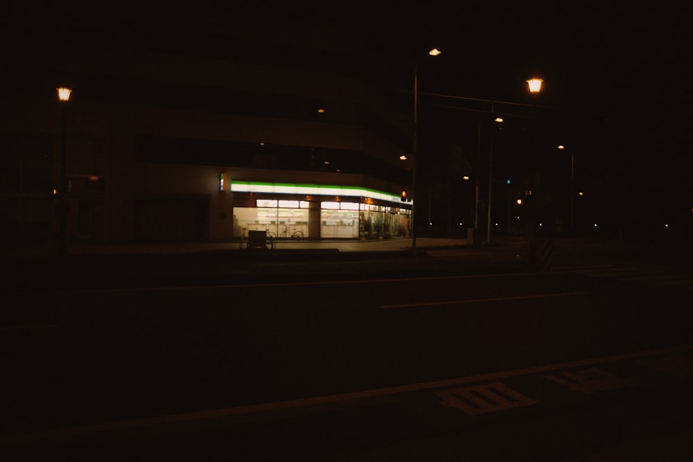 white and brown concrete building during night time