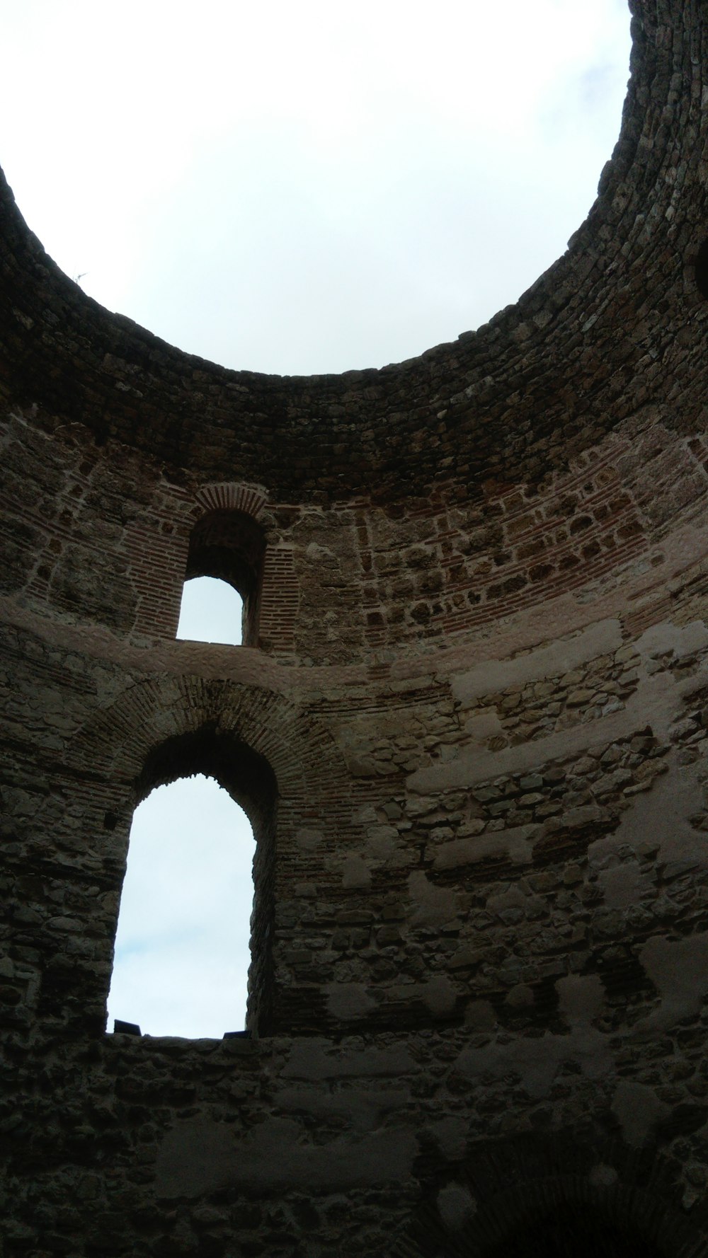 a view of the inside of an old brick building