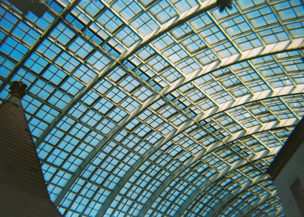 a glass ceiling with many windows