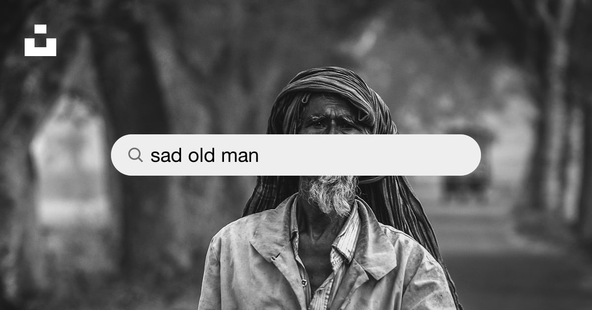 A line art portrait sad old man or color Vector Image