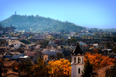 aerial photography of houses near mountain bulgaria google meet background