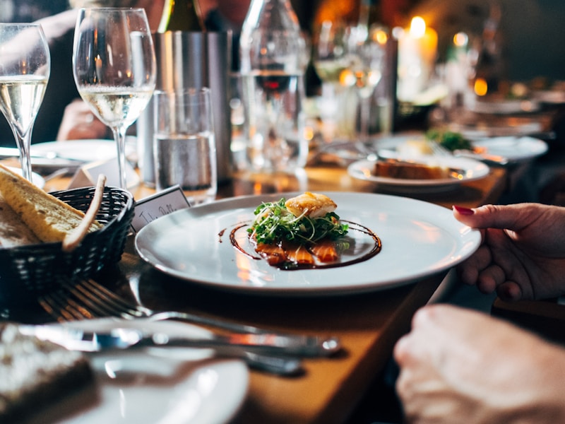 Fine dining restaurant table with plated dishes