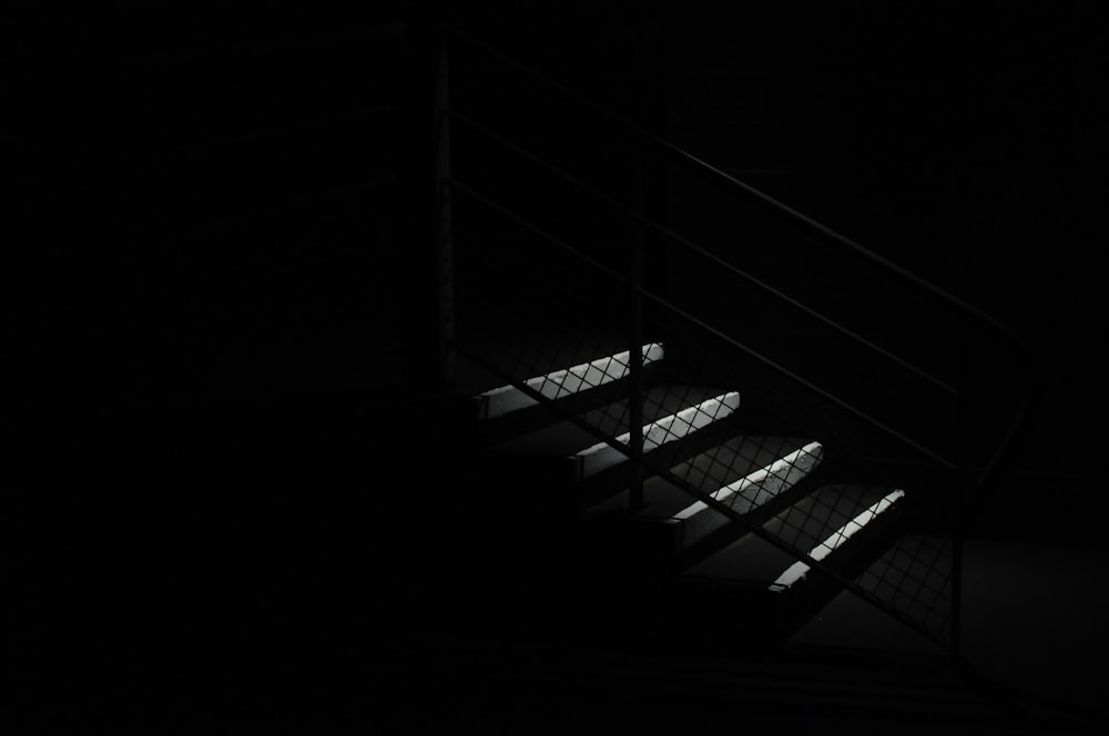 low light photography of black and white stair