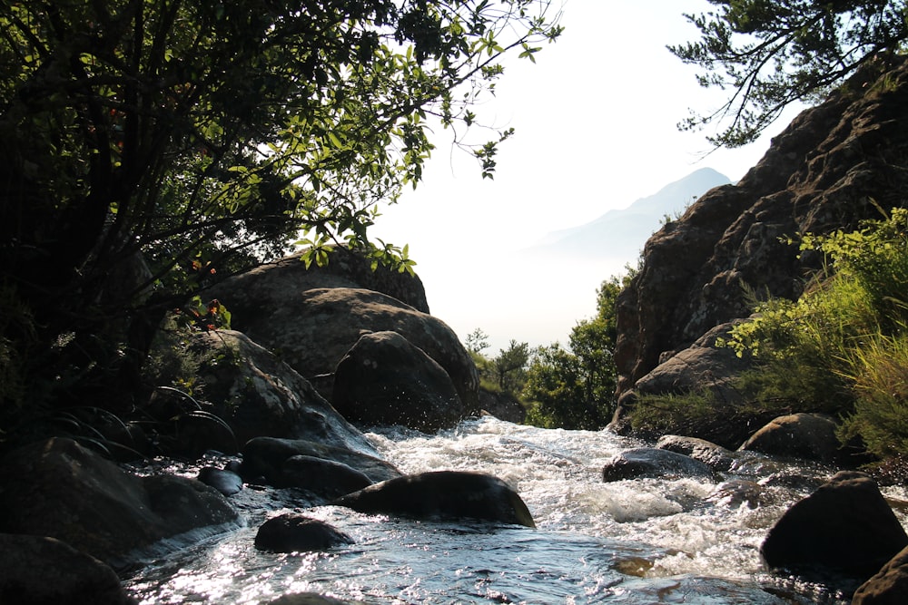 body of water between rock formation