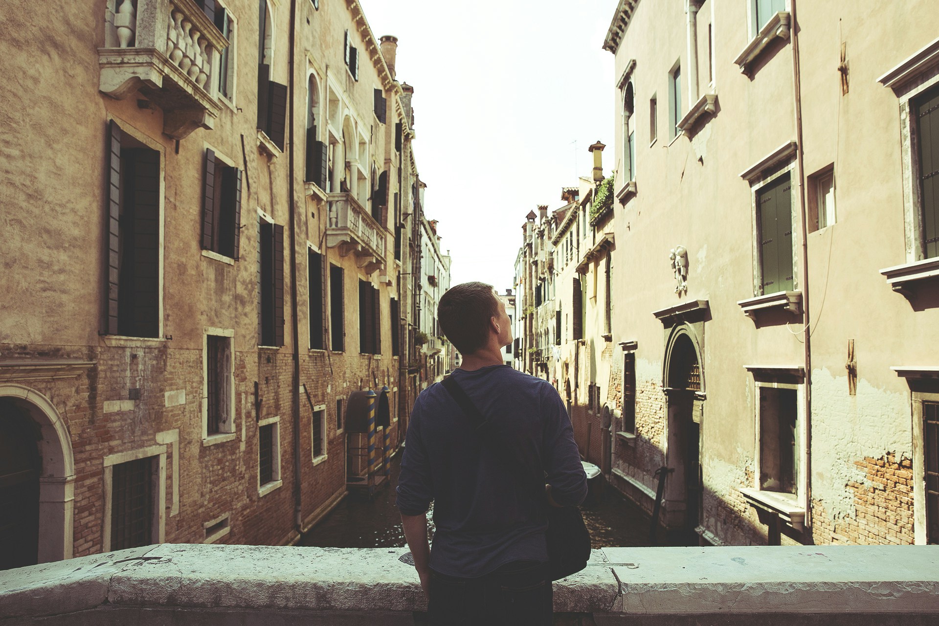 Male tourist enjoying the view in Venice