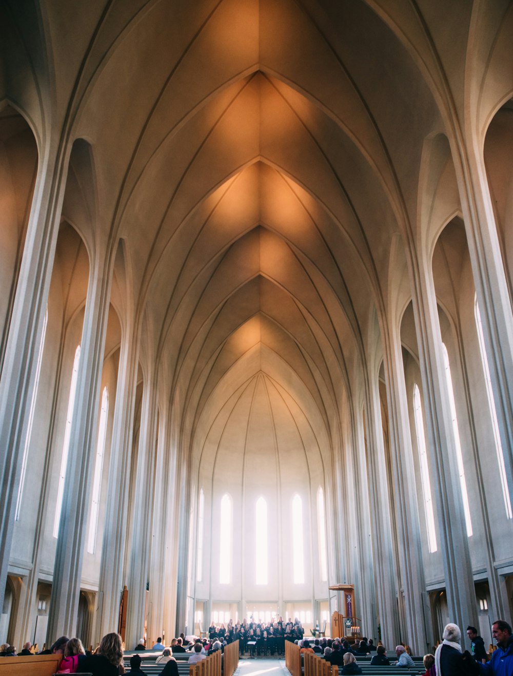 landscape photography of church interior
