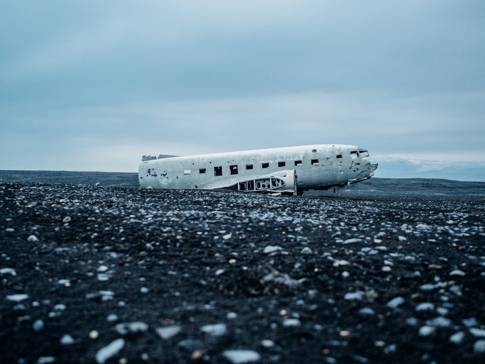 wrecked plane on the desert