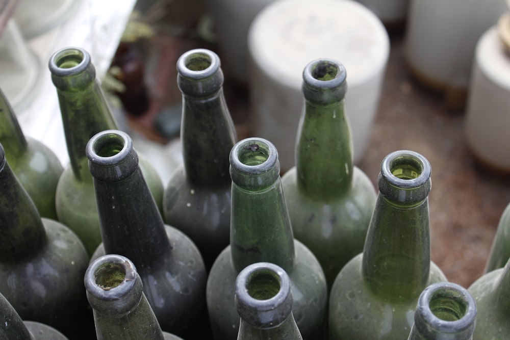 green glass bottles