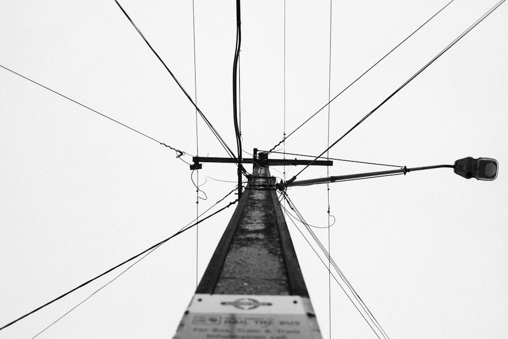 grayscale photo of cable wire