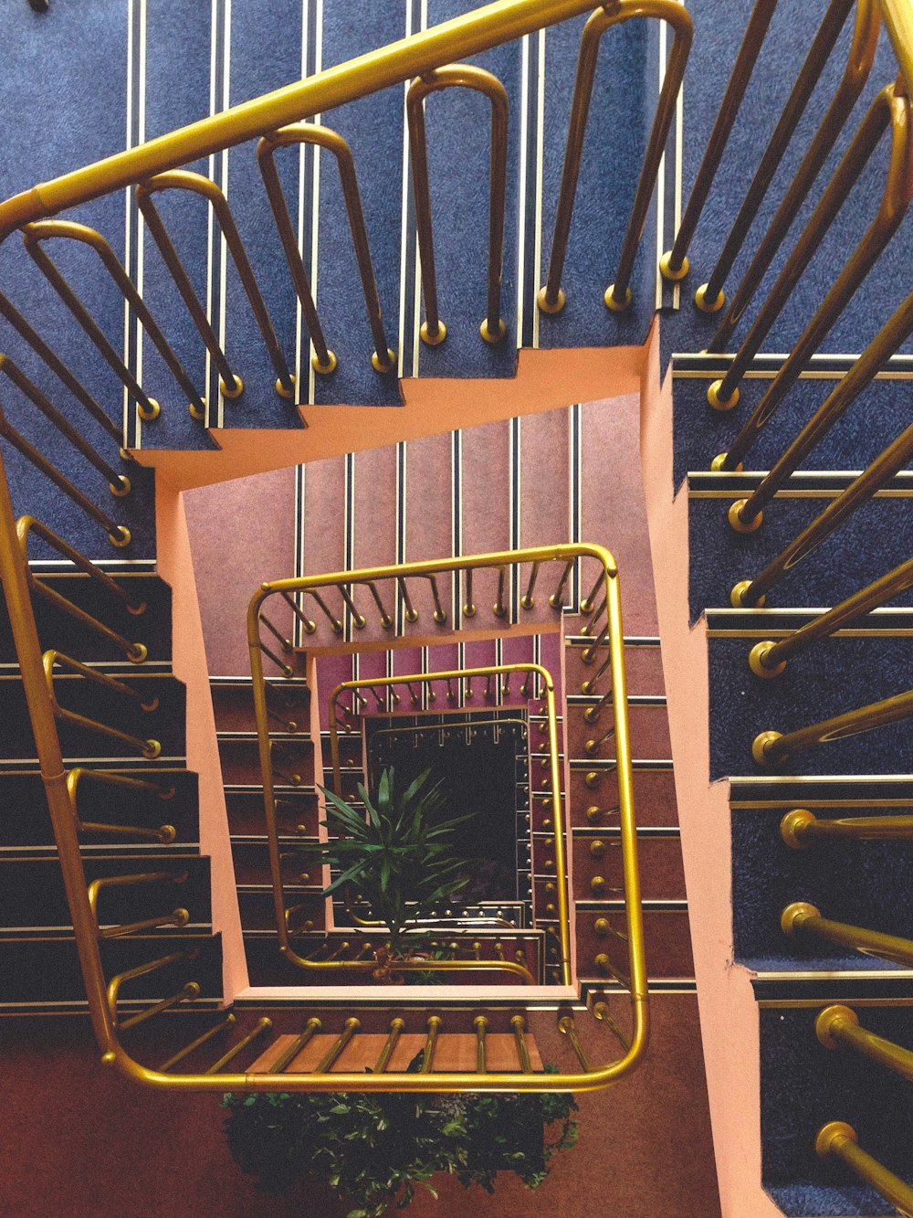 aerial photo of empty spiral stair