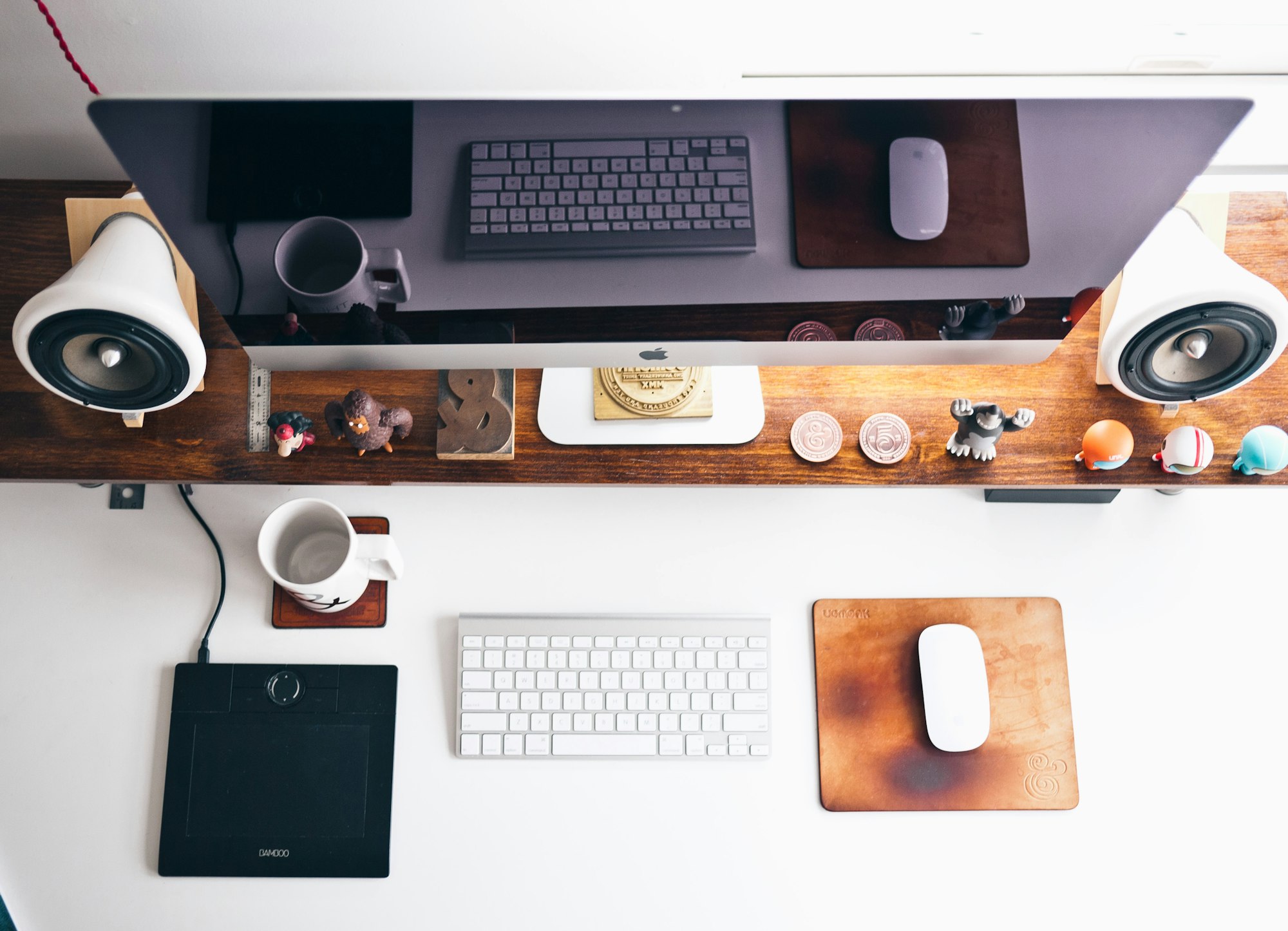 workspace with tablet and computer