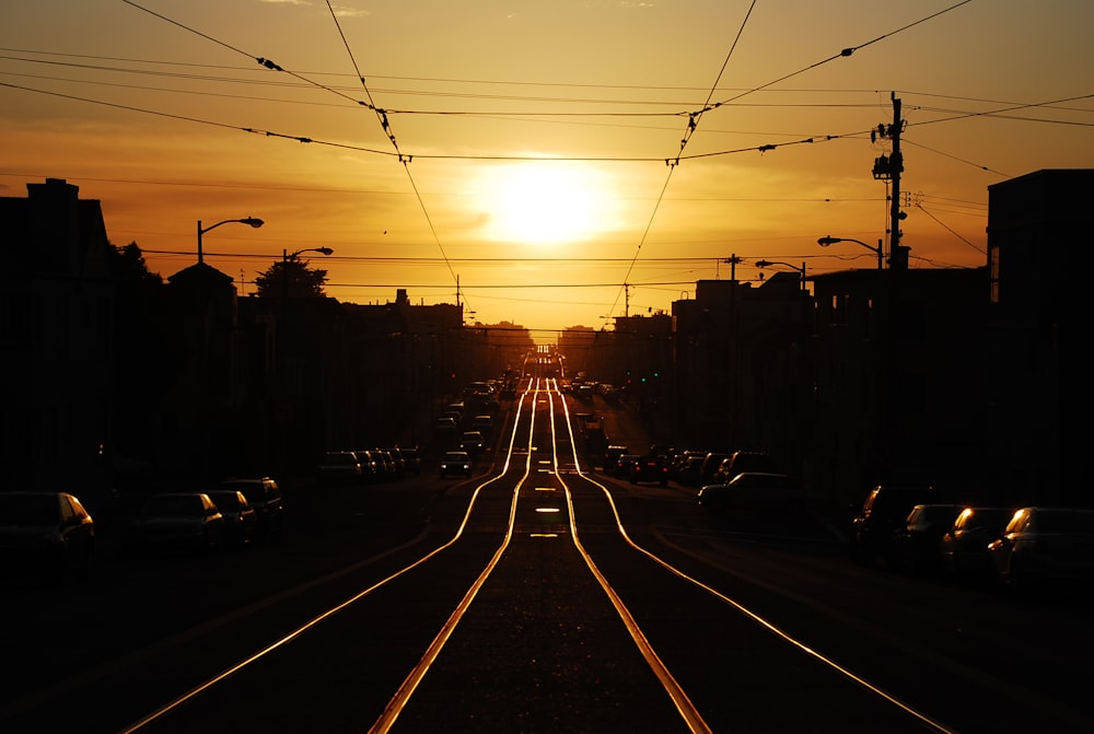 golden hour photography of busy road during daytime