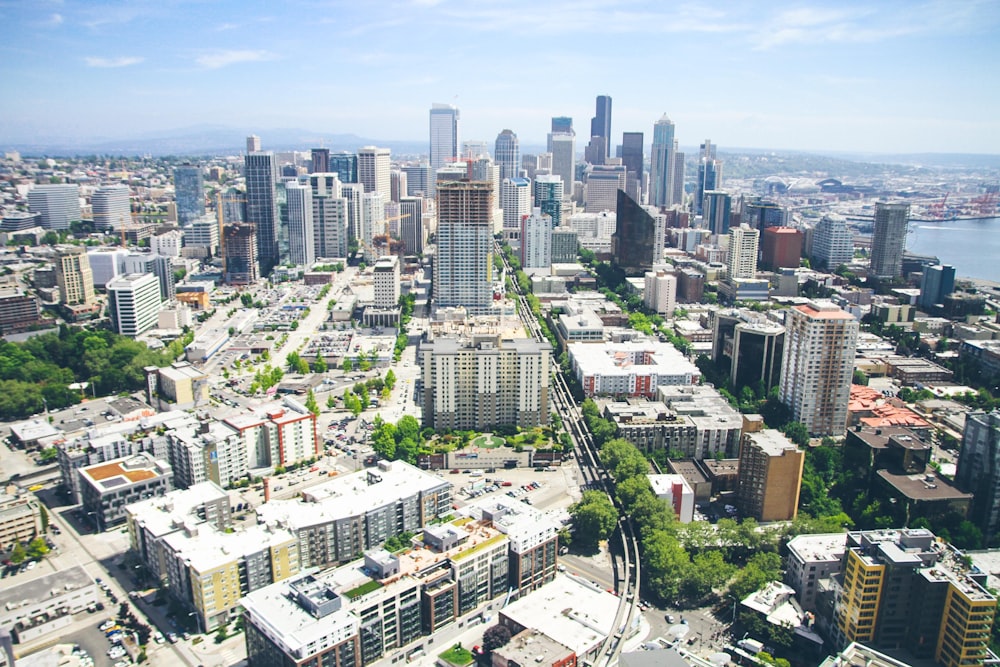 aerial photography of high-rise building under white and blue sky