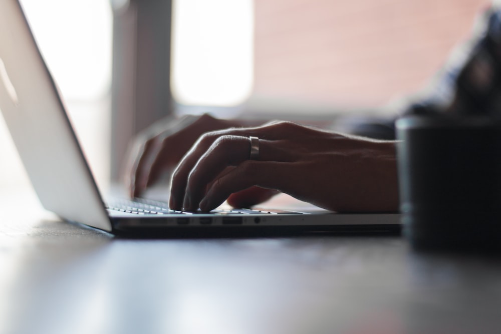 A public adjuster using a laptop