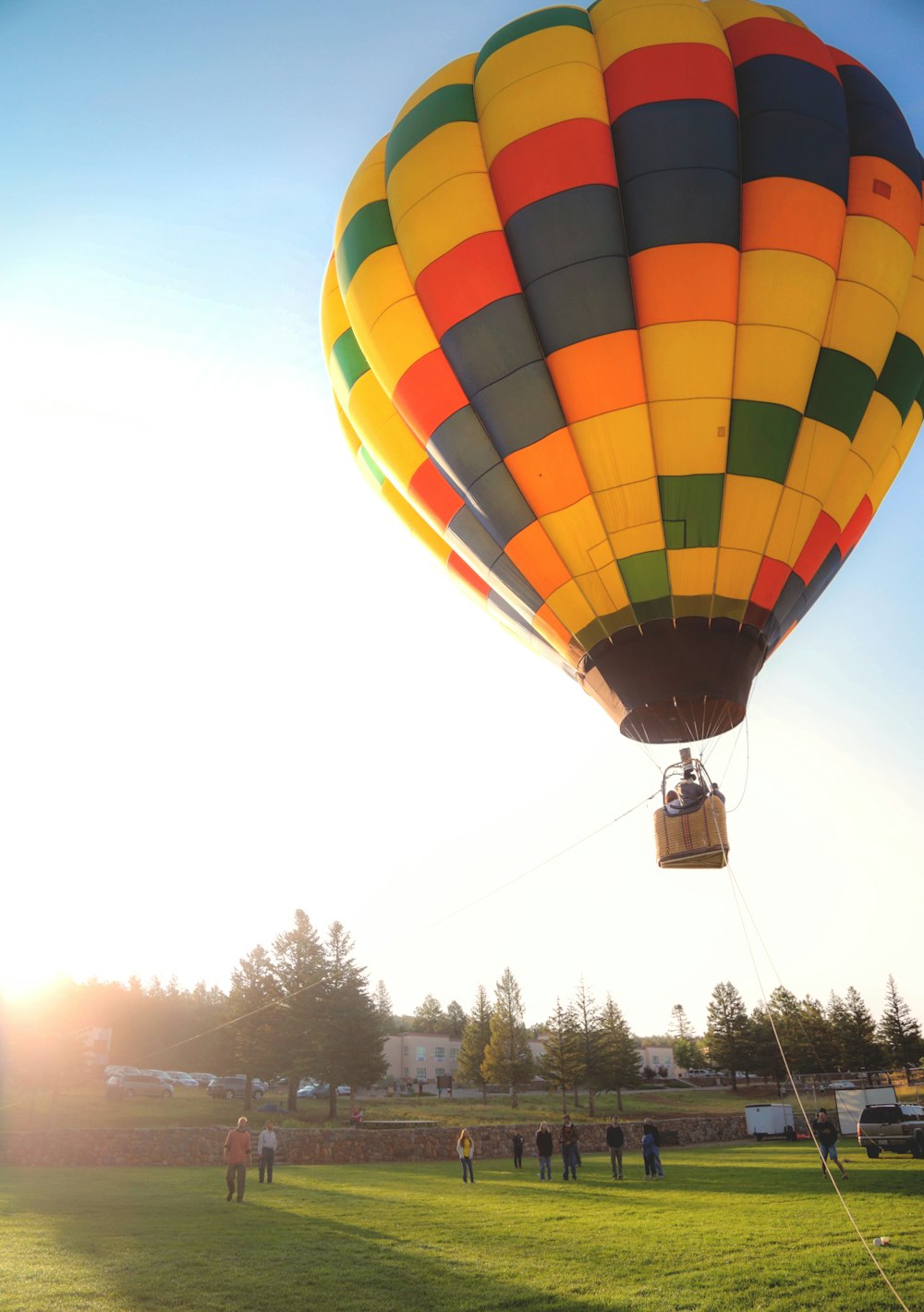 person riding hot air balloon