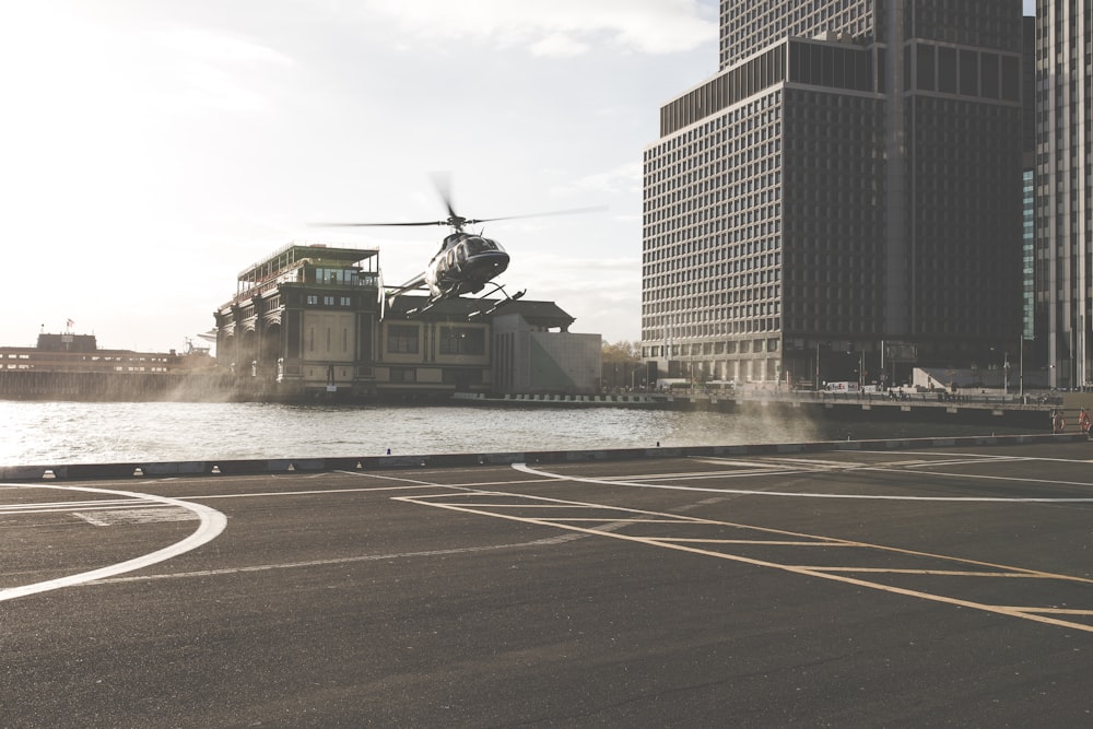 helicopter near body of water