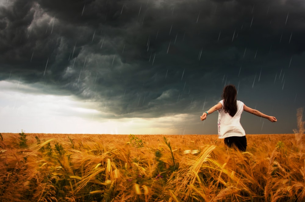 woman standing on whey field