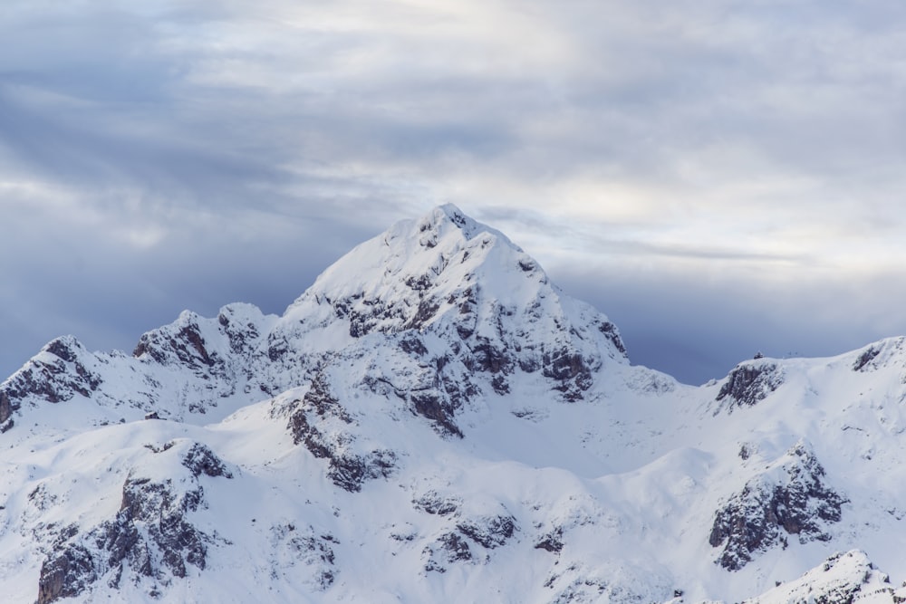 aerial view of snowy mountain peak